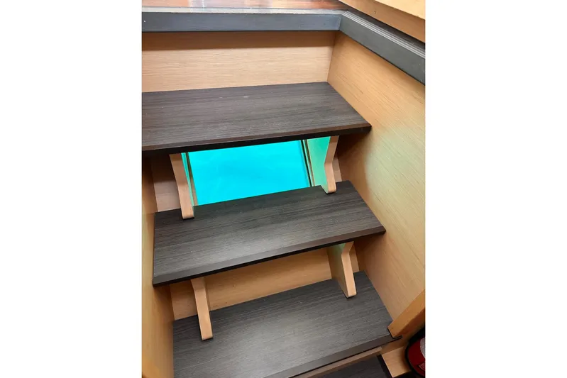  Yacht Photos Pics Staircase with glass panel on Lagoon 42 catamaran, 2016 model.