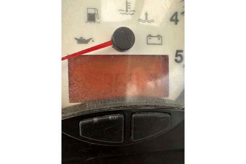  Yacht Photos Pics Close-up of Lagoon 42 (2016) boat gauge panel with indicators and red needle.