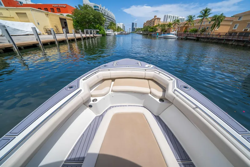 My Sherry III Yacht Photos Pics 2018 Boston Whaler 280 Outrage boat on a scenic urban waterway.