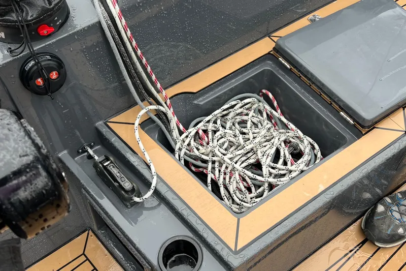 Saffire Yacht Photos Pics Saffier 33 Life 2022 sailboat deck with ropes and control panel.