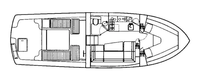 Floor plan of the 2000 Mainship Pilot 34 boat.