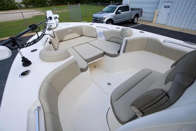  Yacht Photos Pics 2023 Key West 263 FS boat interior with spacious seating and modern design.
