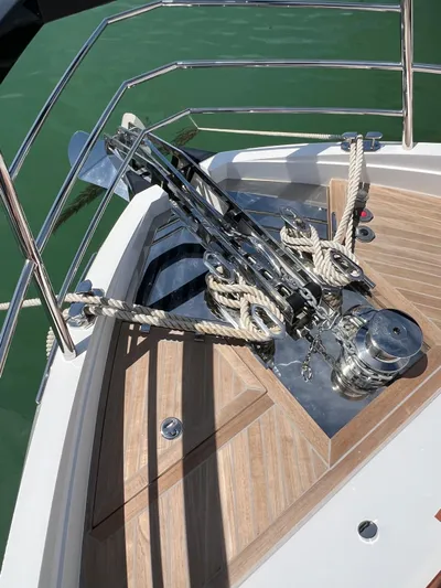  Yacht Photos Pics 2025 Astondoa 677 Coupe yacht anchor system with ropes on deck.
