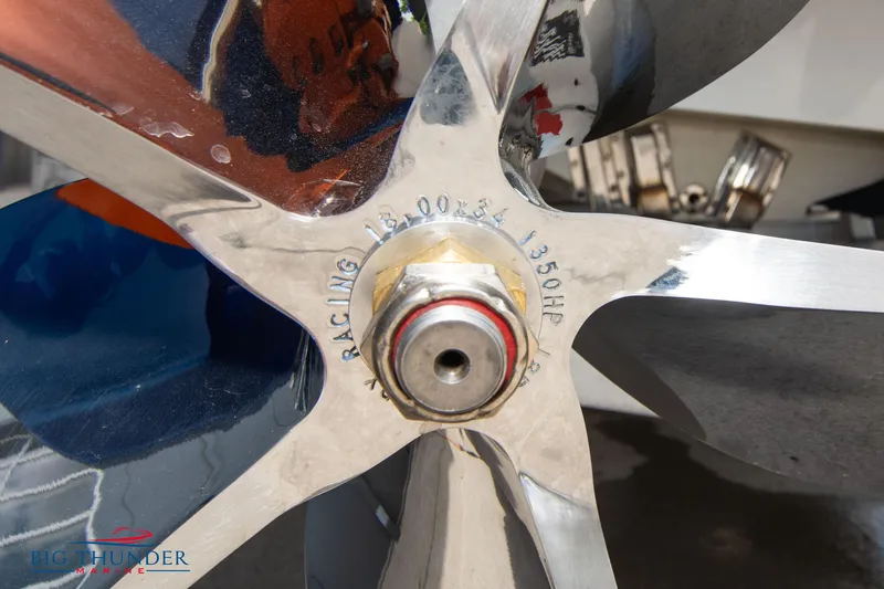  Yacht Photos Pics Close-up of a 2015 Nor-Tech 527 Super Vee propeller.