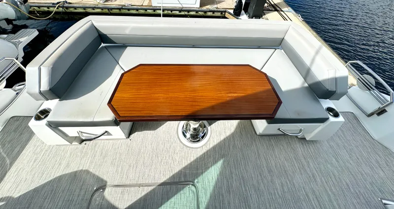 Ocean View Yacht Photos Pics Cockpit Seating w/ Teak Gloss Table