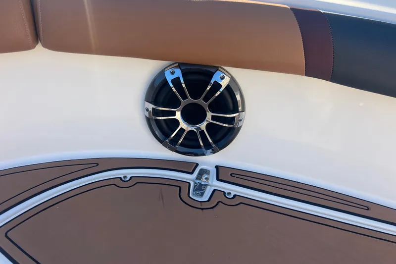  Yacht Photos Pics Speaker and seating detail on 2010 Pursuit C 280 Center Console boat.