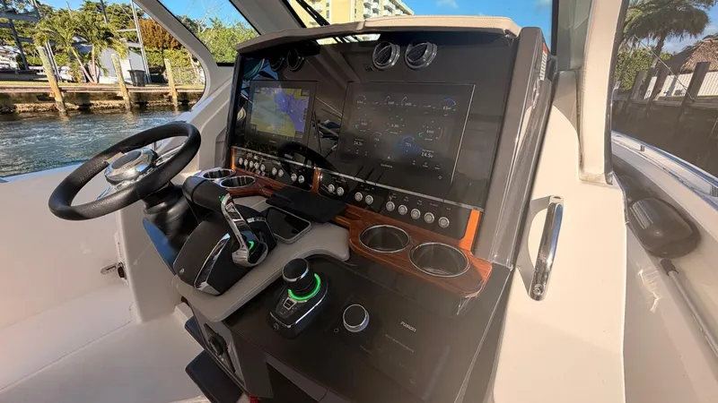  Yacht Photos Pics Interior view of 2023 Tiara Sport 34 LS boat cockpit.