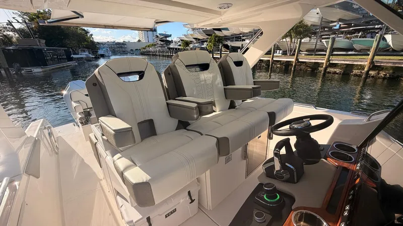  Yacht Photos Pics Interior of 2023 Tiara Sport 34 LS with luxurious seating.