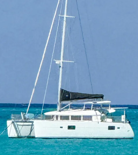 Dao And Out Yacht Photos Pics 2011 Lagoon 400 catamaran sailing on clear blue waters.