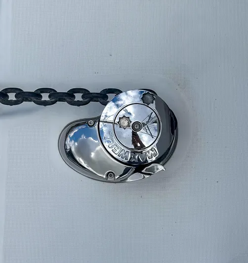 Dao And Out Yacht Photos Pics Chrome anchor windlass on 2011 Lagoon 400 yacht deck.