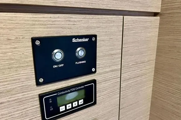 Amihan Yacht Photos Pics Control panel on 2023 Fountaine Pajot Isla 40 yacht, featuring Schenker system.