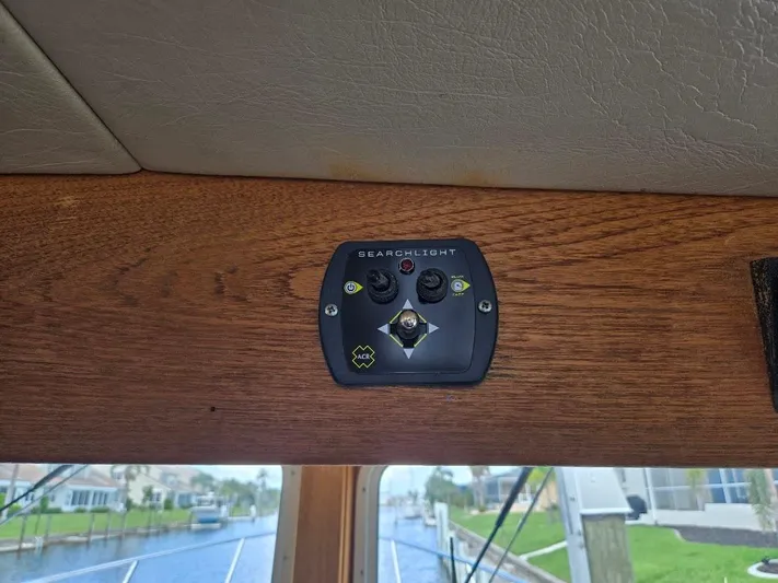 Ecola Yacht Photos Pics Control panel for searchlight on 2005 American Tug 34 Pilothouse boat.