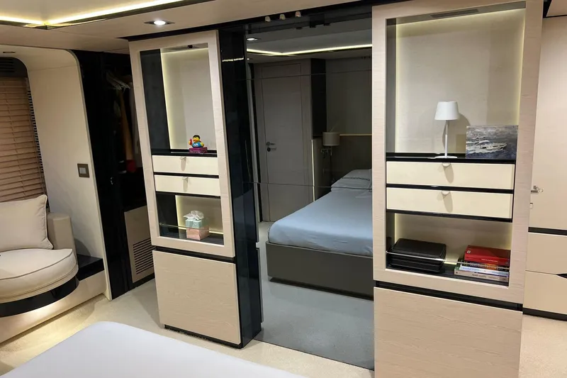  Yacht Photos Pics Luxurious interior of a 2015 Azimut 80 yacht, featuring elegant furnishings and modern decor.