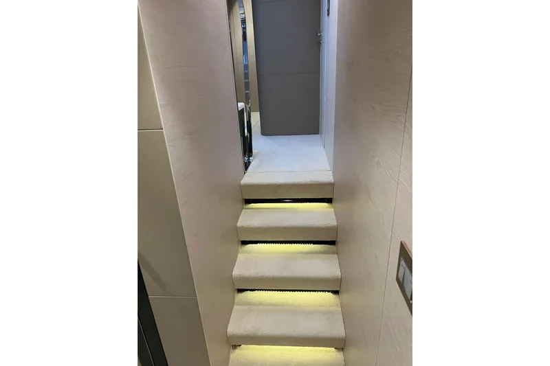  Yacht Photos Pics Staircase with ambient lighting inside 2015 Azimut 80 yacht.