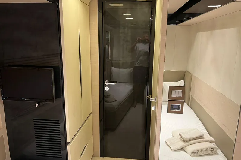  Yacht Photos Pics Luxurious interior of 2015 Azimut 80 yacht with modern amenities and sleek design.