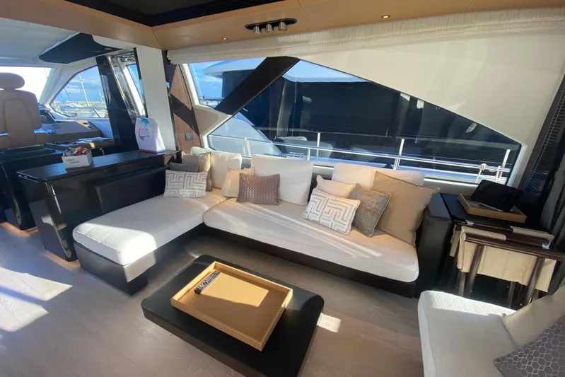  Yacht Photos Pics Luxurious interior of 2016 Azimut 77S yacht with elegant seating and modern decor.