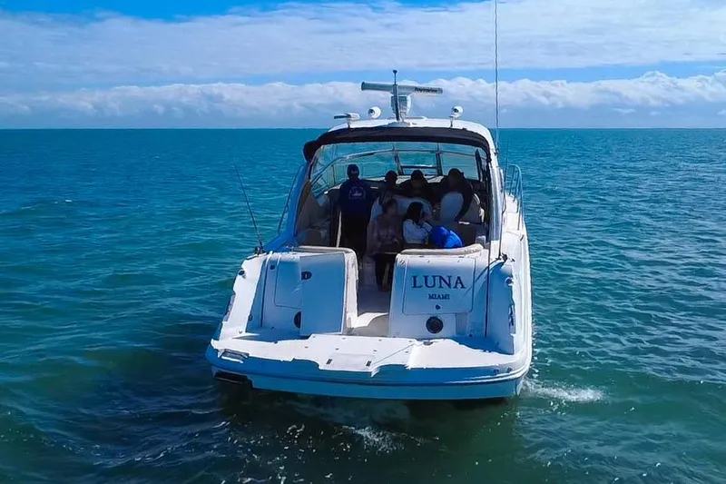 Luna Yacht Photos Pics 2008 Sea Ray 380 Sundancer yacht "Luna" cruising on open water, Miami.