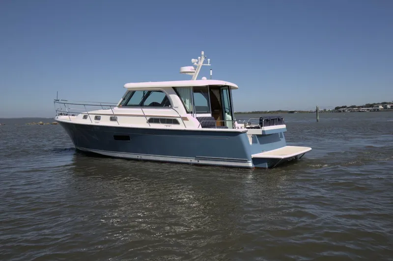 Flight Level Zero Yacht Photos Pics 2013 Sabre 38 Salon Express yacht cruising on open water.