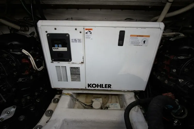 Flight Level Zero Yacht Photos Pics Engine room of 2013 Sabre 38 Salon Express with Kohler generator.