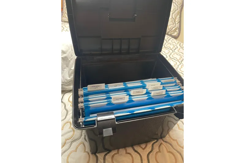 Lady Faye Yacht Photos Pics Open file box with organized folders labeled for Viking 37 Billfish, 2018 model.