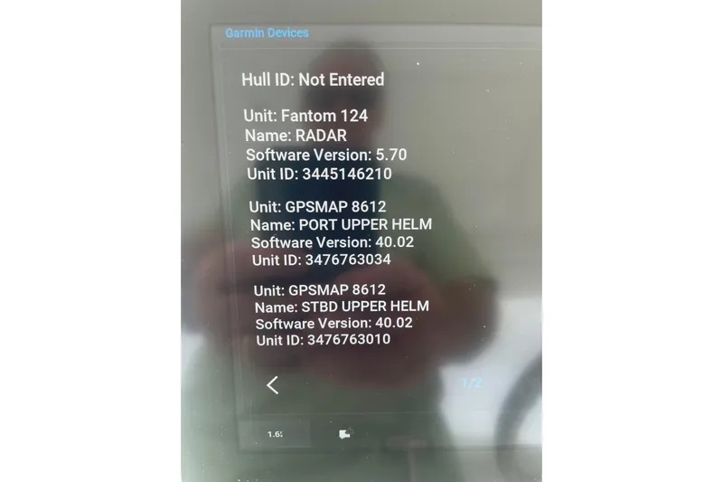 Lady Faye Yacht Photos Pics Garmin device screen displaying radar and GPSMAP details on a 2018 Viking 37 Billfish.