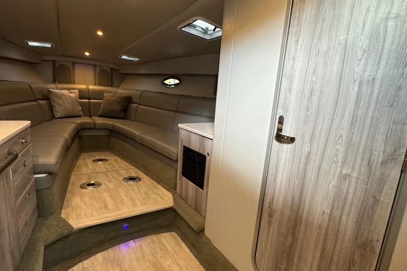  Yacht Photos Pics Luxurious interior of 2020 Formula 370 SS boat with plush seating and modern design.