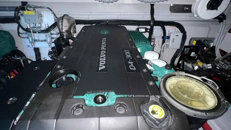  Yacht Photos Pics Volvo Penta D4-300 engine in 2024 Galeon 410 HTC yacht engine room.