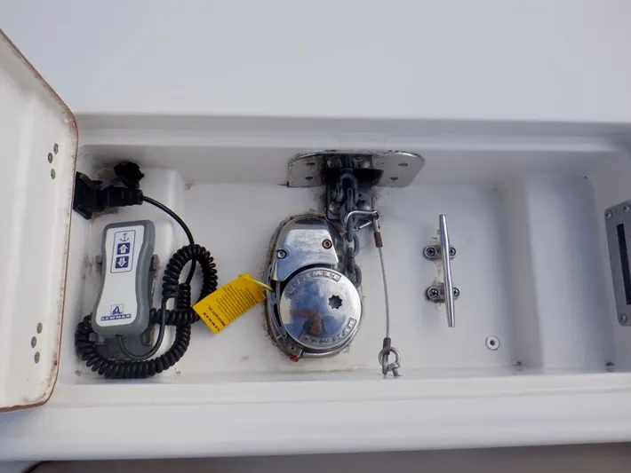  Yacht Photos Pics Anchor windlass and controls on a 2017 Sailfish 290 CC boat.