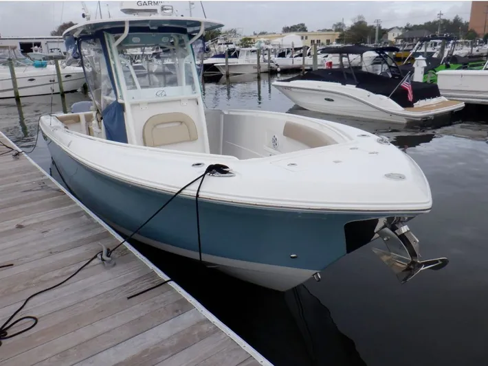  Yacht Photos Pics 2017 Sailfish 290 CC boat docked at marina.