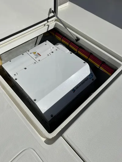 Seaglass Yacht Photos Pics 2022 SeaVee 390B boat with Seakeeper 3 stabilizer installed in compartment.