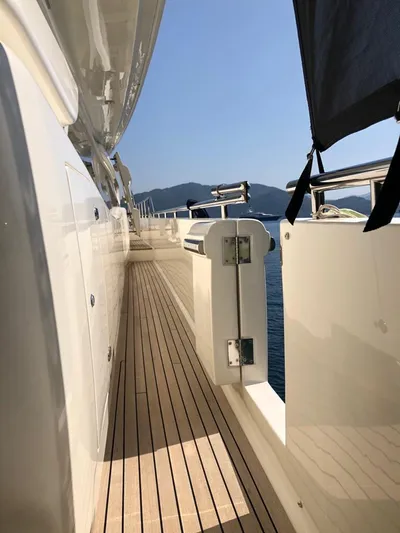 Mar Azul Yacht Photos Pics 2008 Ferretti Yachts 830 deck with ocean view and clear sky.