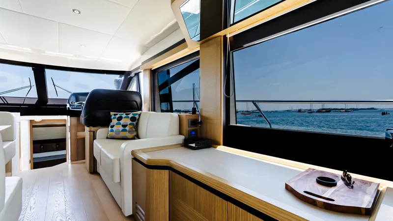 O Sea D Yacht Photos Pics Luxurious interior of 2017 Absolute 50 Fly yacht with scenic ocean view.