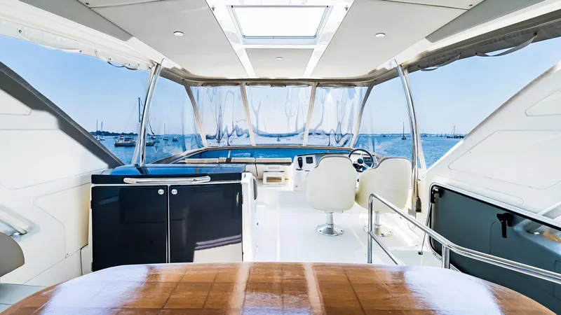 O Sea D Yacht Photos Pics Luxurious 2017 Absolute 50 Fly yacht interior with ocean view and modern seating.