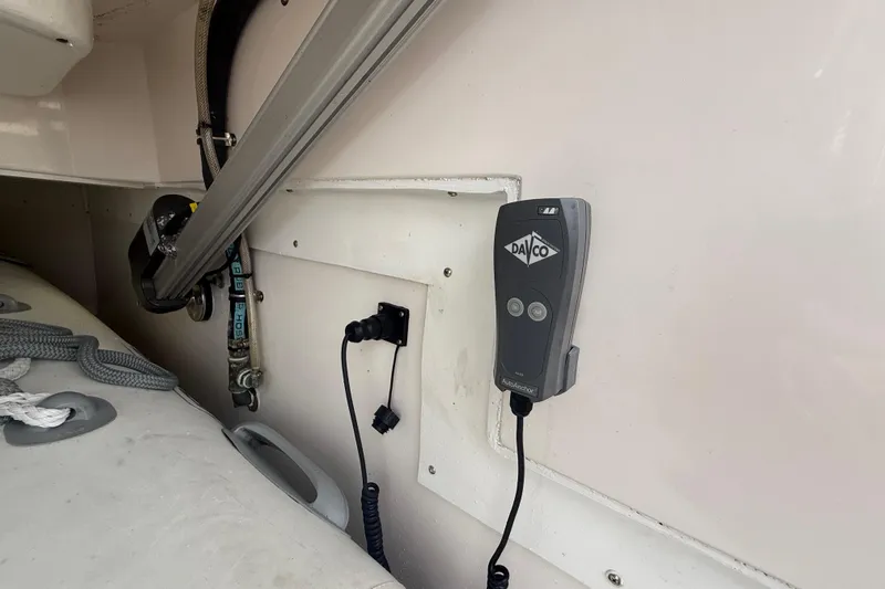 Habibi Yacht Photos Pics Davco AutoAnchor control on 2017 Belize 54 Daybridge yacht, with ropes and equipment.