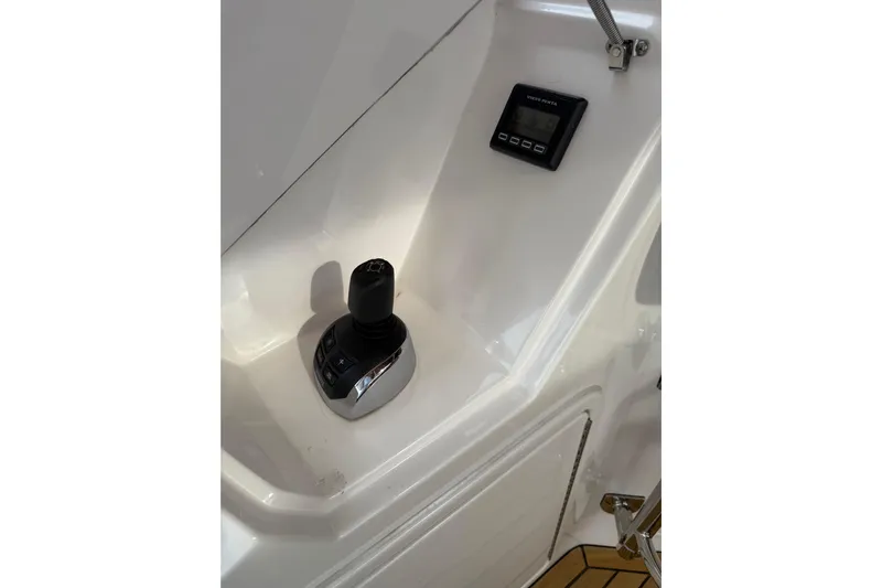 Habibi Yacht Photos Pics Control panel of 2017 Belize 54 Daybridge yacht with joystick and display.
