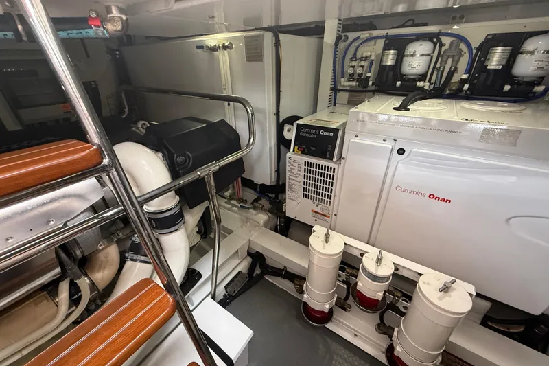 Habibi Yacht Photos Pics Engine room of 2017 Belize 54 Daybridge with Cummins Onan generator and equipment.