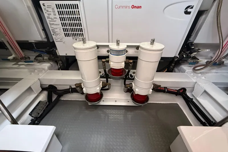 Habibi Yacht Photos Pics Engine room of 2017 Belize 54 Daybridge yacht with Cummins Onan generator.