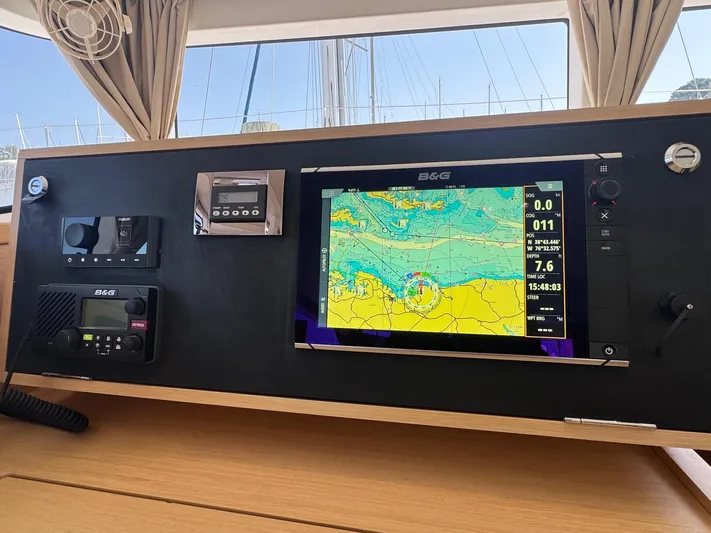 Serenity Yacht Photos Pics Navigation system on 2016 Lagoon 400 S2 yacht with B&G display and controls.