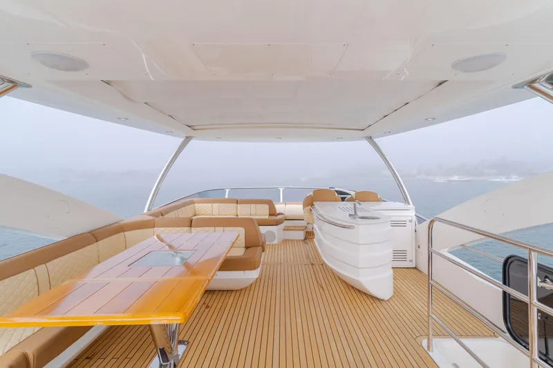 Agua Rancho Yacht Photos Pics Luxurious Sunseeker 75 Yacht 2017 with spacious deck and elegant seating area.