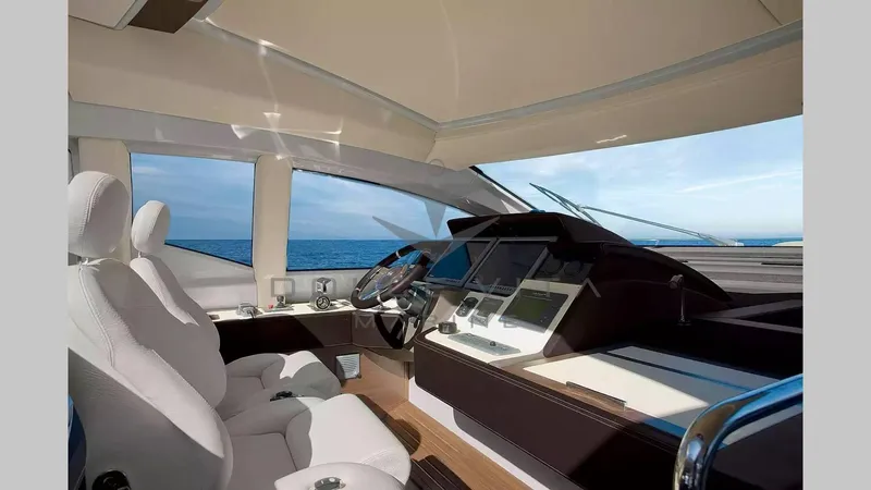  Yacht Photos Pics Luxurious interior of 2011 Azimut 72S yacht with modern helm and ocean view.