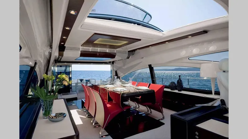  Yacht Photos Pics Luxurious interior of 2011 Azimut 72S yacht with elegant dining area and sea view.