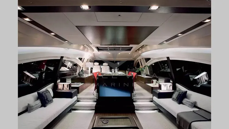  Yacht Photos Pics Luxurious interior of a 2011 Azimut 72S yacht with modern seating and ambient lighting.