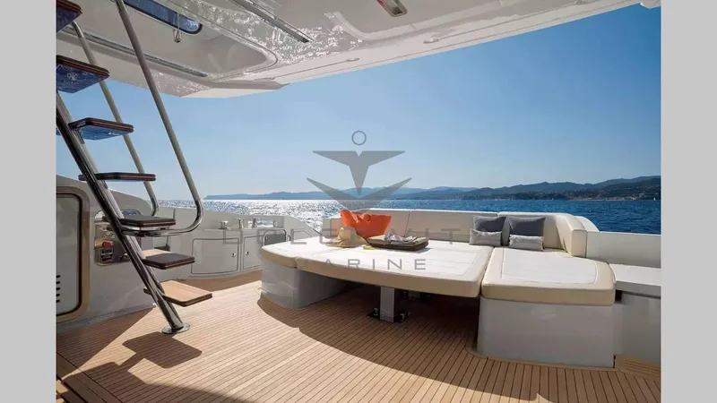  Yacht Photos Pics Luxurious 2011 Azimut 72S yacht deck with ocean view and elegant seating area.