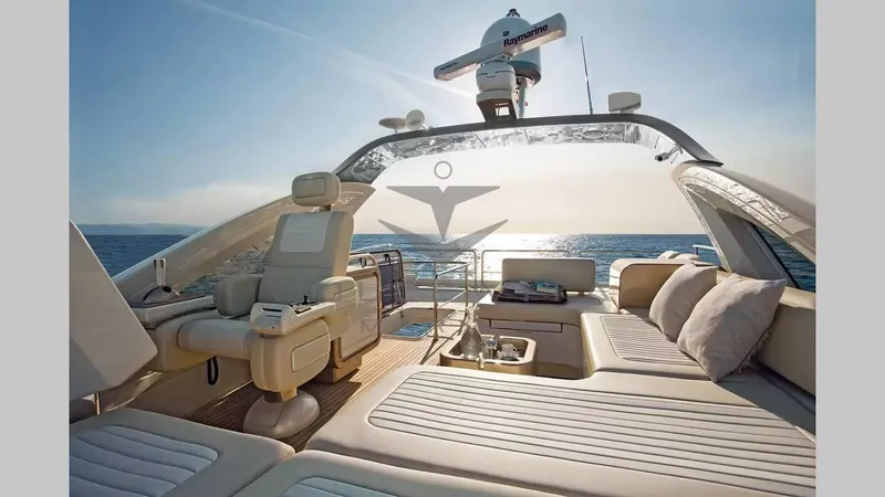  Yacht Photos Pics Luxurious 2011 Azimut 72S yacht deck with plush seating and ocean view.