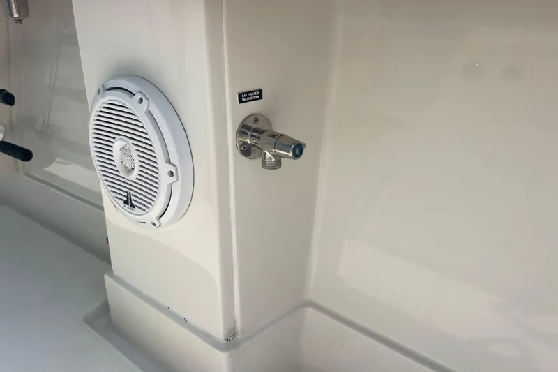  Yacht Photos Pics Boat interior with JL Audio speaker and saltwater washdown, Jupiter 38, 2020 model.