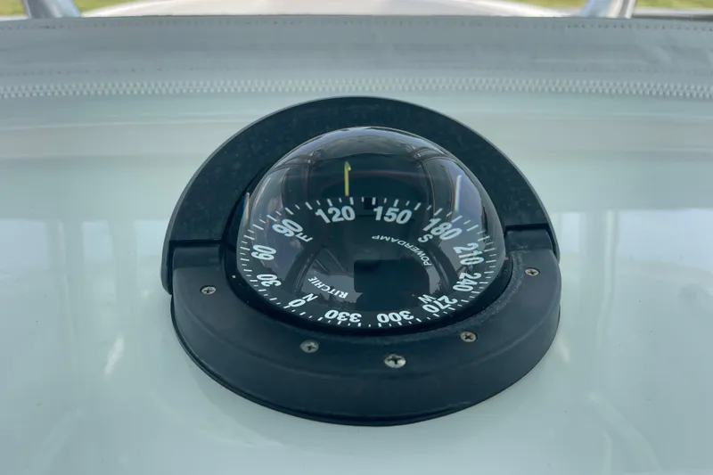  Yacht Photos Pics Boat compass on a 2020 Jupiter 38, displaying directional degrees.
