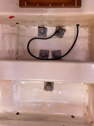  Yacht Photos Pics Interior view of a 2006 Dufour 34 Performance sailboat showing structural components.