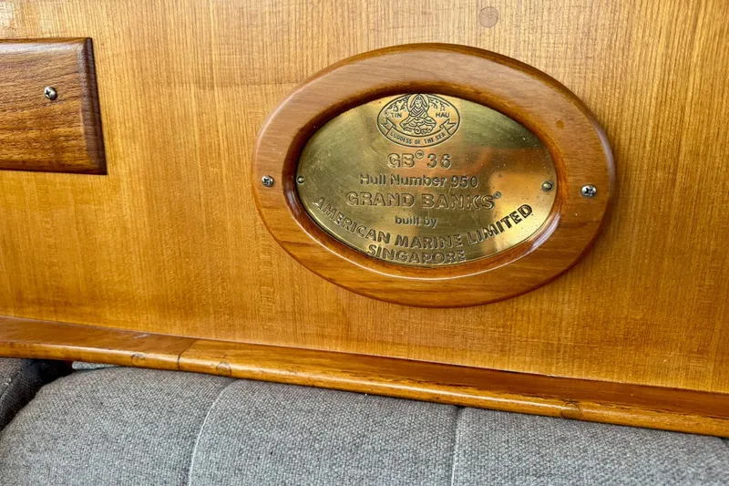  Yacht Photos Pics Plaque on 1990 Grand Banks 36 Classic, hull number 950, by American Marine Limited.