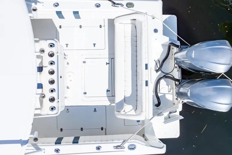  Yacht Photos Pics Overhead view of 2003 Intrepid 370 Cuddy boat with dual engines.