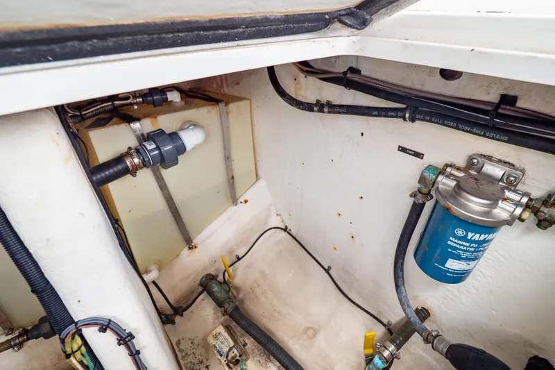  Yacht Photos Pics Engine compartment of a 2003 Intrepid 370 Cuddy with Yamaha marine filter.